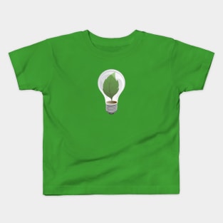 Clean Energy Green Leaf Illustration Kids T-Shirt